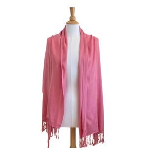 Pink Pashmina Wrap / Shawl with Fringe, 25 by 74